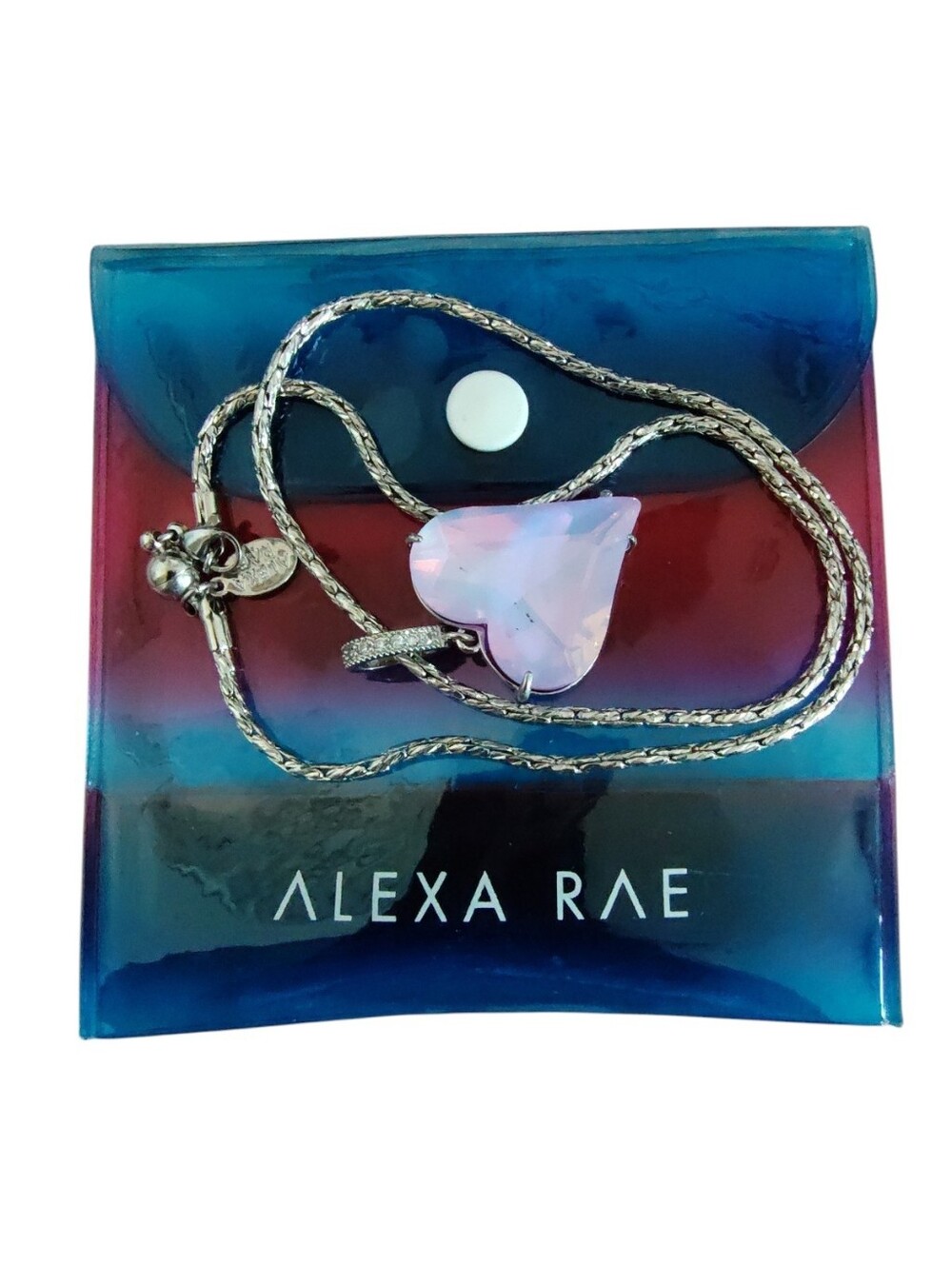 NWT Alexa Rae by Melania Clara Barbie Collection Silver Lilac Heart Necklace 18" - Picture 3 of 8